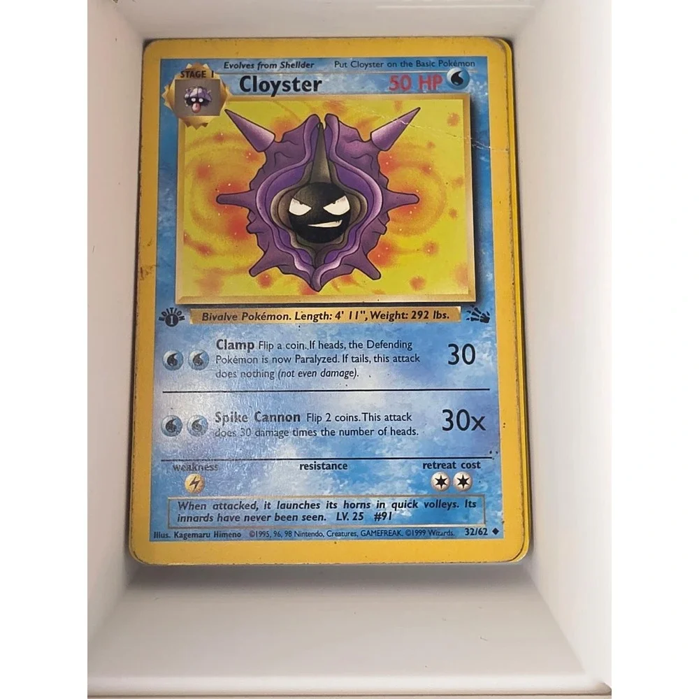 Cloyster 32/62 Uncommon Fossil Pokemon 1st Edition Near Mint
